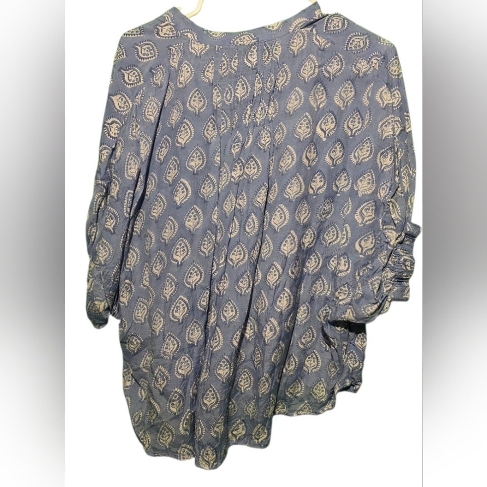 J.Marie EUC Small PTP 28 Blue Patterned Women's Top - Oversized - Picture 3 of 5